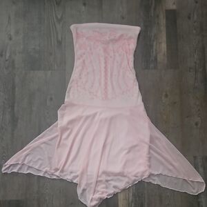 Elegant Pink Strapless Dress 90s